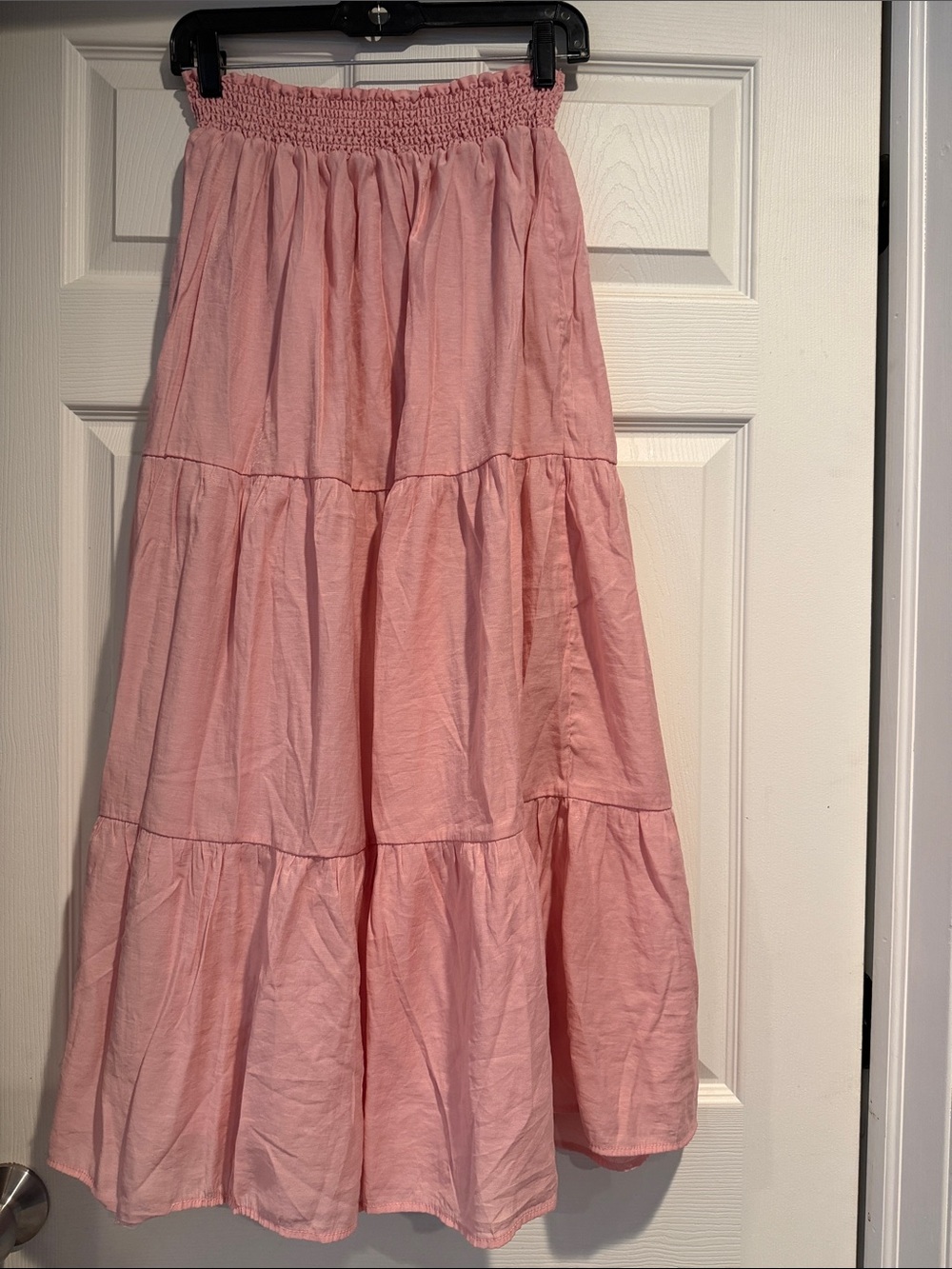 Blush Pink Tiered Maxi Skirt